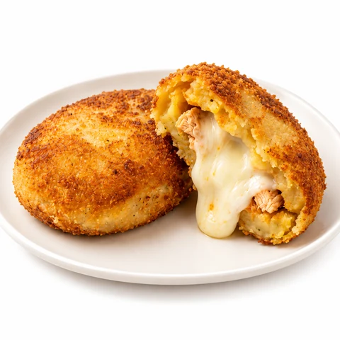 Tikona Chicken Cheese Patties with a savoury chicken and cheese filling